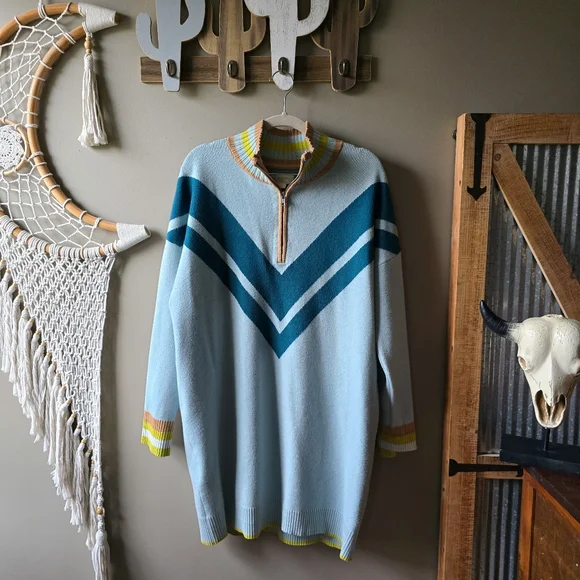 Maeve × Anthropologie Varsity Half-Zip Tunic Mini Dress Nwot - Picture 4 of 9